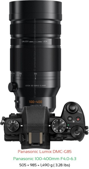 Panasonic G85 with Panasonic 100-400mm F4.0-6.3 Lens Size