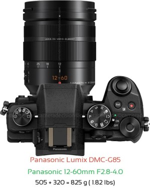 Panasonic G85 with Panasonic 12-60mm F2.8-4.0 Lens Size