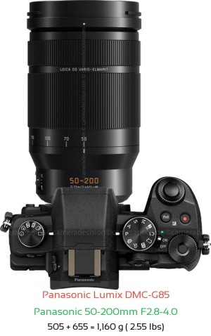 Panasonic G85 with Panasonic 50-200mm F2.8-4.0 Lens Size
