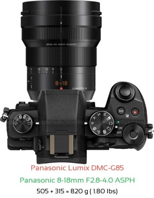 Panasonic G85 with Panasonic 8-18mm F2.8-4.0 ASPH Lens Size