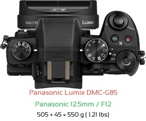 Panasonic G85 with Panasonic 12.5mm / F12 Lens Size