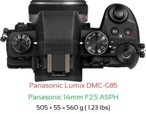 Panasonic G85 with Panasonic 14mm F2.5 ASPH Lens Size