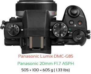 Panasonic G85 with Panasonic 20mm F1.7 ASPH Lens Size