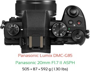 Panasonic G85 with Panasonic 20mm F1.7 II ASPH Lens Size