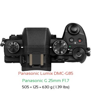 Panasonic G85 with Panasonic G 25mm F1.7 Lens Size