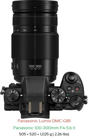 Panasonic G85 with Panasonic 100-300mm F4-5.6 II Lens Size