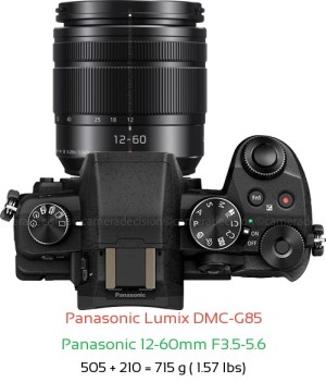 Panasonic G85 with Panasonic 12-60mm F3.5-5.6 Lens Size