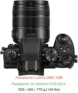 Panasonic G85 with Panasonic 14-140mm F3.5-5.6 II  Lens Size