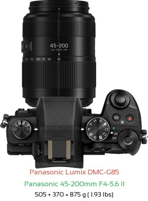 Panasonic G85 with Panasonic 45-200mm F4-5.6 II Lens Size