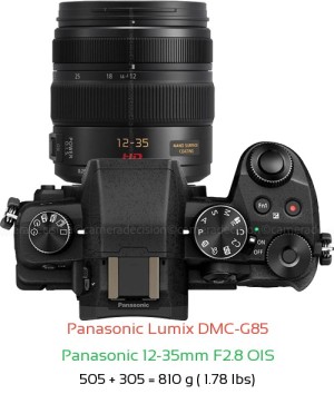 Panasonic G85 with Panasonic 12-35mm F2.8 OIS Lens Size