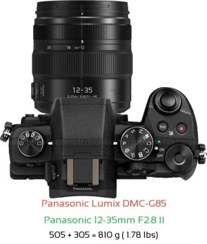 Panasonic G85 with Panasonic 12-35mm F2.8 II Lens Size