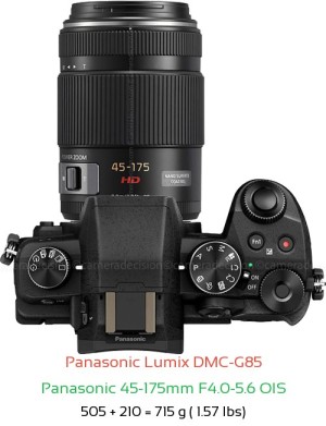 Panasonic G85 with Panasonic 45-175mm F4.0-5.6 OIS Lens Size