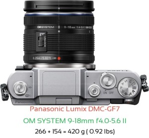 Panasonic GF7 with OM SYSTEM 9-18mm f4.0-5.6 II Lens Size
