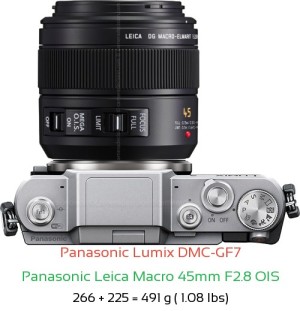 Panasonic GF7 with Panasonic Leica Macro 45mm F2.8 OIS Lens Size