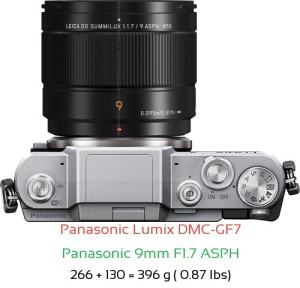 Panasonic GF7 with Panasonic 9mm F1.7 ASPH Lens Size