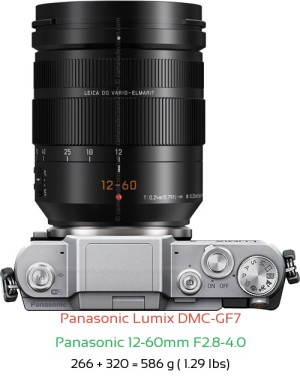 Panasonic GF7 with Panasonic 12-60mm F2.8-4.0 Lens Size