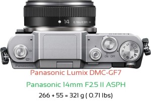 Panasonic GF7 with Panasonic 14mm F2.5 II ASPH Lens Size
