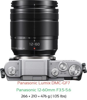 Panasonic GF7 with Panasonic 12-60mm F3.5-5.6 Lens Size
