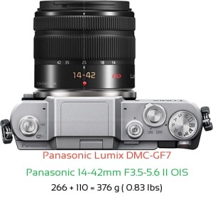 Panasonic GF7 with Panasonic 14-42mm F3.5-5.6 II OIS Lens Size