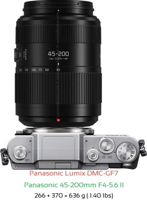 Panasonic GF7 with Panasonic 45-200mm F4-5.6 II Lens Size