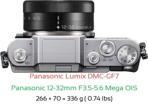 Panasonic GF7 with Panasonic 12-32mm F3.5-5.6 Mega OIS Lens Size