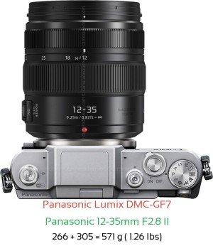 Panasonic GF7 with Panasonic 12-35mm F2.8 II Lens Size