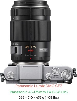 Panasonic GF7 with Panasonic 45-175mm F4.0-5.6 OIS Lens Size