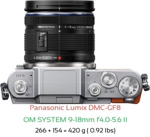 Panasonic GF8 with OM SYSTEM 9-18mm f4.0-5.6 II Lens Size