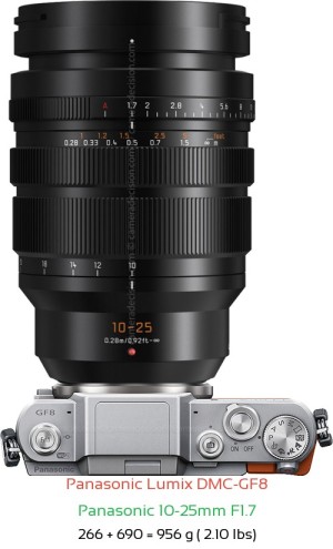 Panasonic GF8 with Panasonic 10-25mm F1.7 Lens Size