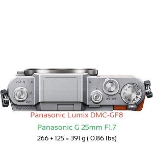Panasonic GF8 with Panasonic G 25mm F1.7 Lens Size