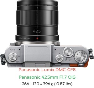 Panasonic GF8 with Panasonic 42.5mm F1.7 OIS Lens Size