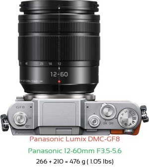 Panasonic GF8 with Panasonic 12-60mm F3.5-5.6 Lens Size