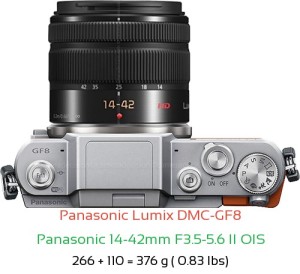 Panasonic GF8 with Panasonic 14-42mm F3.5-5.6 II OIS Lens Size