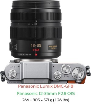 Panasonic GF8 with Panasonic 12-35mm F2.8 OIS Lens Size