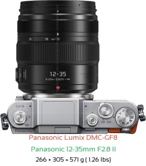 Panasonic GF8 with Panasonic 12-35mm F2.8 II Lens Size