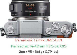 Panasonic GF8 with Panasonic 14-42mm F3.5-5.6 OIS Lens Size