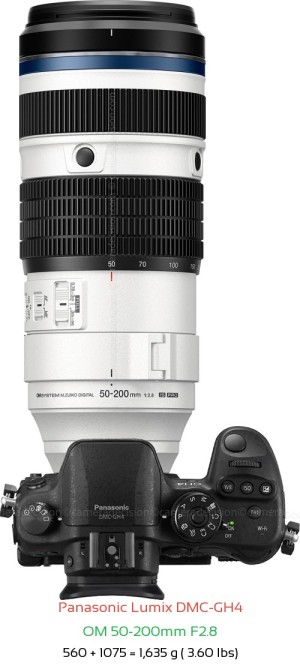 Panasonic GH4 with OM 50-200mm F2.8 Lens Size
