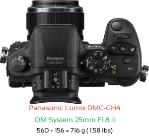 Panasonic GH4 with OM System 25mm F1.8 II Lens Size