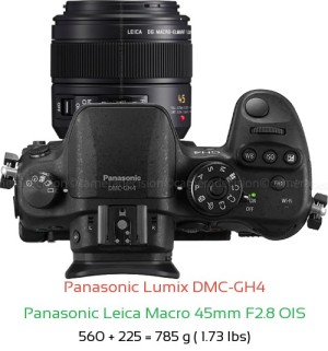 Panasonic GH4 with Panasonic Leica Macro 45mm F2.8 OIS Lens Size