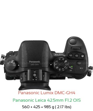 Panasonic GH4 with Panasonic Leica 42.5mm F1.2 OIS Lens Size