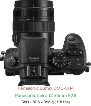 Panasonic GH4 with Panasonic Leica 12-35mm F2.8 Lens Size