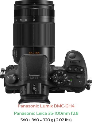 Panasonic GH4 with Panasonic Leica 35-100mm f2.8 Lens Size