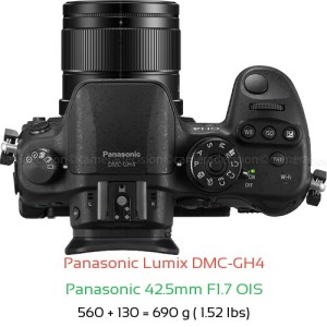 Panasonic GH4 with Panasonic 42.5mm F1.7 OIS Lens Size