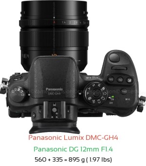 Panasonic GH4 with Panasonic DG 12mm F1.4 Lens Size