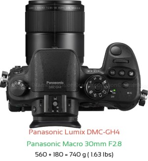 Panasonic GH4 with Panasonic Macro 30mm F2.8 Lens Size