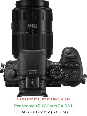 Panasonic GH4 with Panasonic 45-200mm F4-5.6 II Lens Size