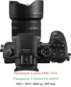 Panasonic GH4 with Panasonic 7-14mm F4 ASPH Lens Size