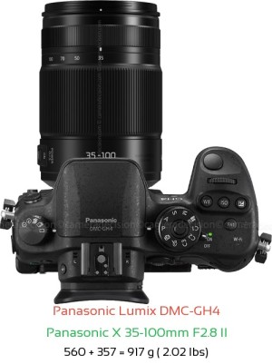 Panasonic GH4 with Panasonic X 35-100mm F2.8 II Lens Size