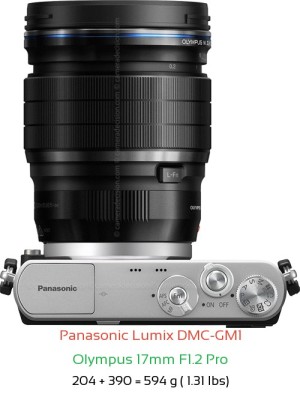 Panasonic GM1 with Olympus 17mm F1.2 Pro Lens Size