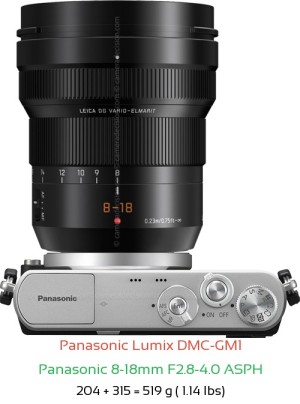 Panasonic GM1 with Panasonic 8-18mm F2.8-4.0 ASPH Lens Size